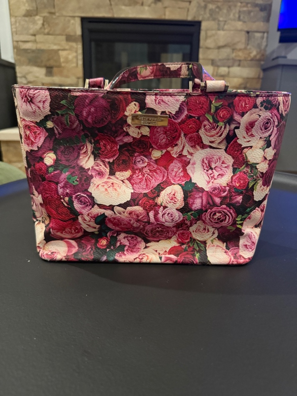 kate spade Floral Rose Print Tote - Pink & Red